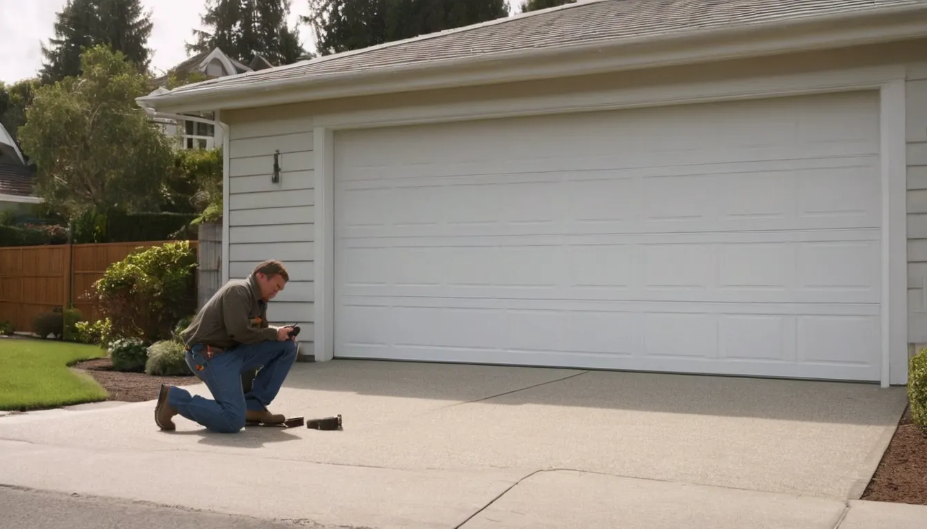Garage door provider checking a residential garage door track in the West Alton area