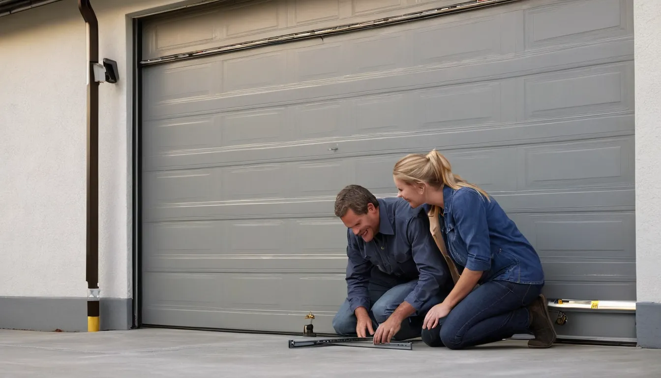 A provider inspecting a garage door track near West Alton