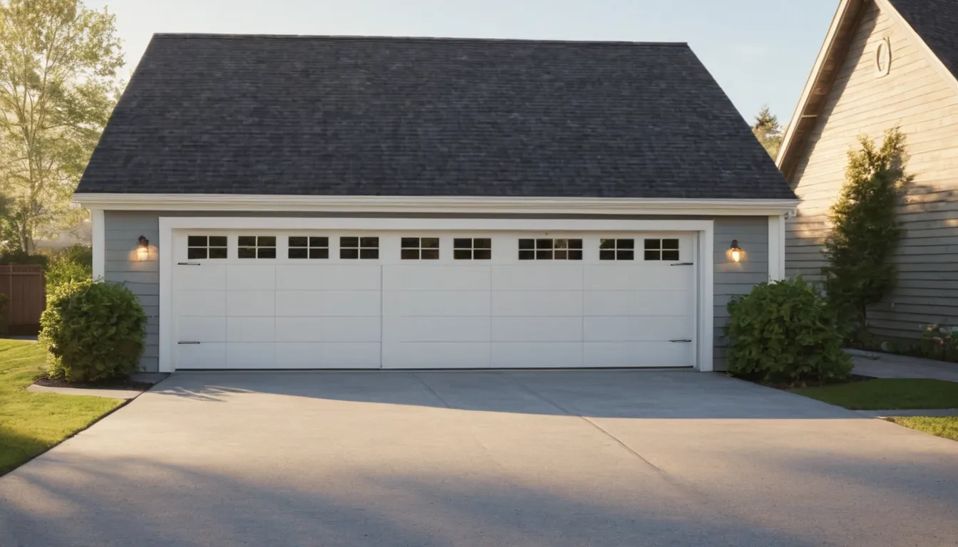 A homeowner in West Alton looking at a closed garage door from the driveway